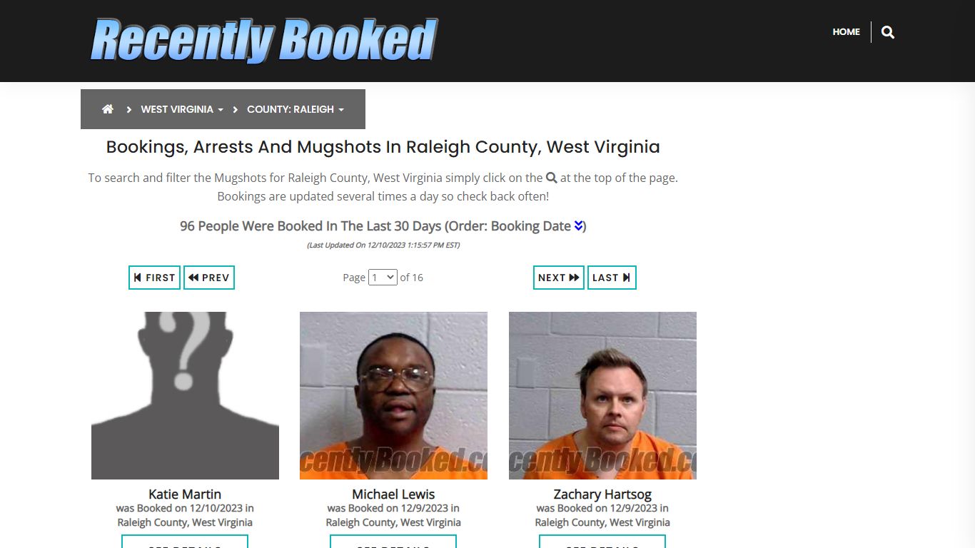 Recent bookings, Arrests, Mugshots in Raleigh County, West Virginia
